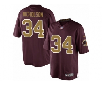 Youth Nike Washington Redskins #34 Montae Nicholson Limited Burgundy Red Gold Number Alternate 80TH Anniversary NFL Jersey