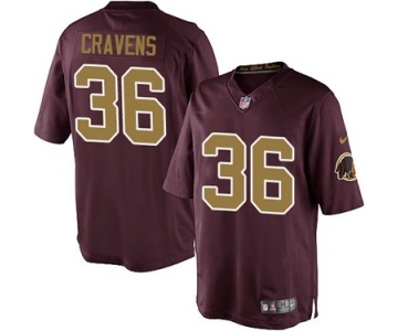 Youth Nike Washington Redskins #36 Su'a Cravens Limited Burgundy Red Gold Number Alternate 80TH Anniversary NFL Jersey