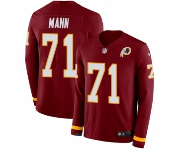 Youth Nike Washington Redskins #71 Charles Mann Limited Burgundy Therma Long Sleeve NFL Jersey