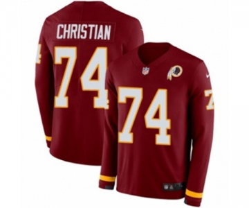 Youth Nike Washington Redskins #74 Geron Christian Limited Burgundy Therma Long Sleeve NFL Jersey