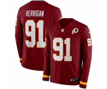 Youth Nike Washington Redskins #91 Ryan Kerrigan Limited Burgundy Therma Long Sleeve NFL Jersey