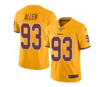 Youth Nike Washington Redskins #93 Jonathan Allen Gold Stitched NFL Limited Rush Jersey