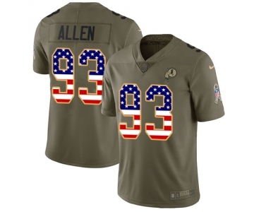 Youth Nike Washington Redskins #93 Jonathan Allen Limited Olive USA Flag 2017 Salute to Service NFL Jersey