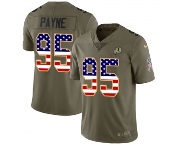 Youth Nike Washington Redskins #95 Da'Ron Payne Limited Olive USA Flag 2017 Salute to Service NFL Jersey