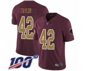 Youth Washington Redskins #42 Charley Taylor Burgundy Red Gold Number Alternate 80TH Anniversary Vapor Untouchable Limited Player 100th Season Football Jer