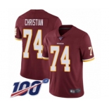 Youth Washington Redskins #74 Geron Christian Burgundy Red Team Color Vapor Untouchable Limited Player 100th Season Football Jersey