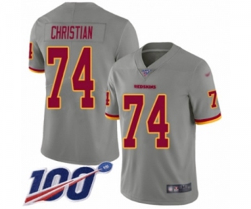 Youth Washington Redskins #74 Geron Christian Limited Gray Inverted Legend 100th Season Football Jersey