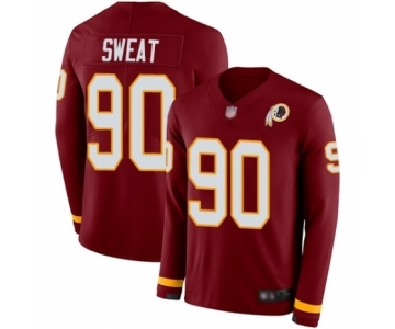 Youth Washington Redskins #90 Montez Sweat Limited Burgundy Therma Long Sleeve Football Jersey