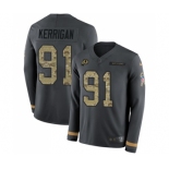 Youth Washington Redskins #91 Ryan Kerrigan Limited Black Salute to Service Therma Long Sleeve Football Jersey