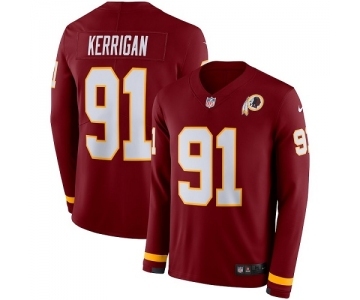 Youth Washington Redskins #91 Ryan Kerrigan Limited Burgundy Therma Long Sleeve Football Jersey