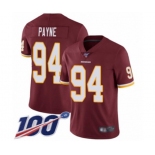 Youth Washington Redskins #94 Da'Ron Payne Burgundy Red Team Color Vapor Untouchable Limited Player 100th Season Football Jersey