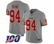 Youth Washington Redskins #94 Da'Ron Payne Limited Gray Inverted Legend 100th Season Football Jersey