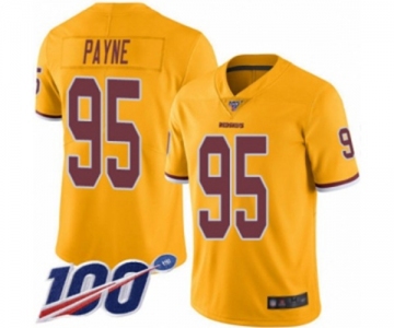 Youth Washington Redskins #95 Da'Ron Payne Limited Gold Rush Vapor Untouchable 100th Season Football Jersey