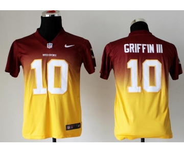 nike youth nfl jerseys washington redskins #10 robert griffin iii red-yellow[Elite drift fashion][second version]