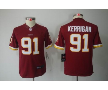 nike youth nfl jerseys washington redskins #91 kerrigan red[nike limited]