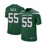 Men's New York Jets #55 Ryan Kalil Game Green Team Color Football Jersey