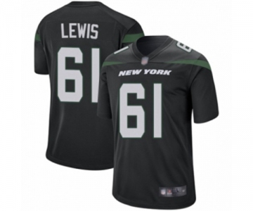 Men's New York Jets #61 Alex Lewis Game Black Alternate Football Jersey