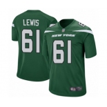 Men's New York Jets #61 Alex Lewis Game Green Team Color Football Jersey