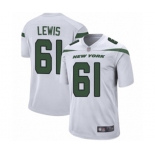 Men's New York Jets #61 Alex Lewis Game White Football Jersey