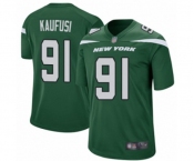 Men's New York Jets #91 Bronson Kaufusi Game Green Team Color Football Jersey