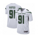 Men's New York Jets #91 Bronson Kaufusi Game White Football Jersey