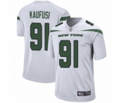 Men's New York Jets #91 Bronson Kaufusi Game White Football Jersey