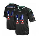 Men's New York Jets #14 Sam Darnold Elite Black USA Flag Fashion Football Jersey