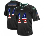 Men's New York Jets #14 Sam Darnold Elite Black USA Flag Fashion Football Jersey