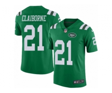 Men's Nike New York Jets #21 Morris Claiborne Elite Green Rush NFL Jersey