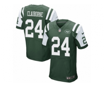 Men's Nike New York Jets #24 Morris Claiborne Elite Green Team Color NFL Jersey