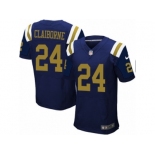 Men's Nike New York Jets #24 Morris Claiborne Elite Navy Blue Alternate NFL Jersey