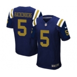 Men's Nike New York Jets #5 Christian Hackenberg Elite Navy Blue Alternate NFL Jersey