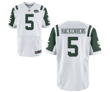 Men's Nike New York Jets #5 Christian Hackenberg Elite White NFL Jersey