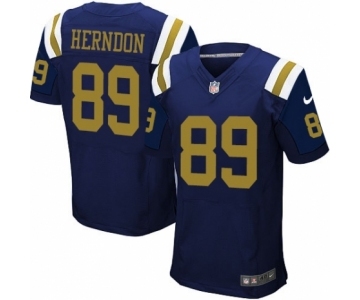 Men's Nike New York Jets #89 Chris Herndon Elite Navy Blue Alternate NFL Jersey