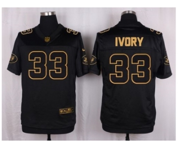 Nike New York Jets #33 Chris Ivory Black Pro Line Gold Collection Jersey[Elite]