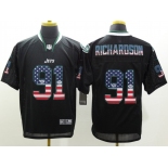 nike nfl jerseys new york jets #91 richardson black[Elite USA flag fashion]