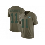 Men Nike New York Jets #11 Robby Anderson Limited Olive 2017 Salute to Service NFL Jersey