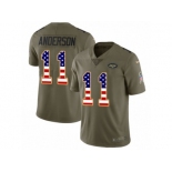 Men Nike New York Jets #11 Robby Anderson Limited Olive USA Flag 2017 Salute to Service NFL Jersey