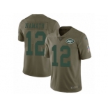 Men Nike New York Jets #12 Joe Namath Limited Olive 2017 Salute to Service NFL Jersey