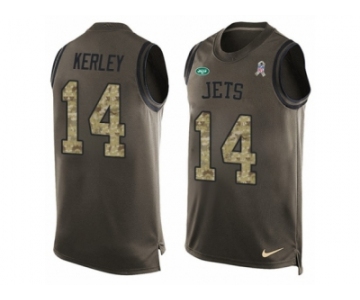 Men Nike New York Jets #14 Jeremy Kerley Limited Green Salute to Service Tank Top NFL Jersey