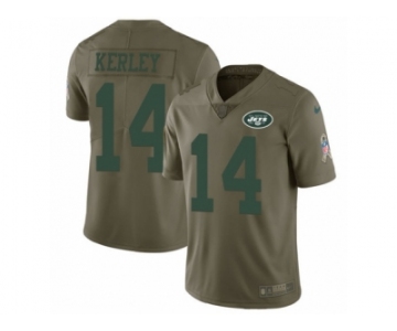 Men Nike New York Jets #14 Jeremy Kerley Limited Olive 2017 Salute to Service NFL Jersey