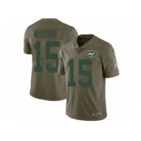 Men Nike New York Jets #15 Josh McCown Limited Olive 2017 Salute to Service NFL Jersey