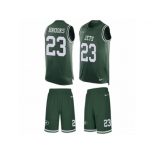 Men Nike New York Jets #23 Terrence Brooks Limited Green Tank Top Suit NFL Jersey