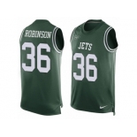 Men Nike New York Jets #36 Rashard Robinson Limited Green Player Name & Number Tank Top NFL Jersey