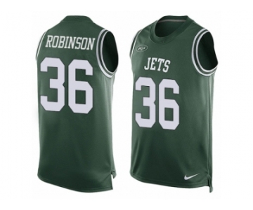 Men Nike New York Jets #36 Rashard Robinson Limited Green Player Name & Number Tank Top NFL Jersey