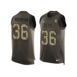 Men Nike New York Jets #36 Rashard Robinson Limited Green Salute to Service Tank Top NFL Jersey