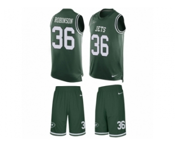 Men Nike New York Jets #36 Rashard Robinson Limited Green Tank Top Suit NFL Jersey