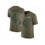 Men Nike New York Jets #4 Lac Edwards Limited Olive 2017 Salute to Service NFL Jerseys