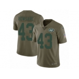 Men Nike New York Jets #43 Julian Howsare Limited Olive 2017 Salute to Service NFL Jersey