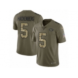 Men Nike New York Jets #5 Christian Hackenberg Limited Olive Camo 2017 Salute to Service NFL Jersey